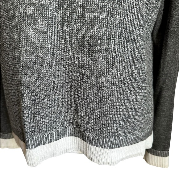 RAG & BONE Grey with Ivory Trim Thermal Crewneck Long Sleeve Sweater Size Medium - Picture 16 of 17